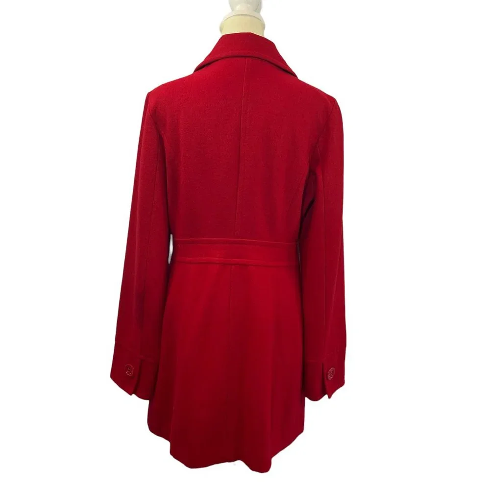 Gorgeous Tulle Bright Red Wool Blend Coat with Red & White Print Lining … - Picture 3 of 9